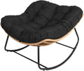 Fauteuil à Bascule en Rotin Synthétique Noir pour Jardin Extérieur - Confort et Élégance Imperméable