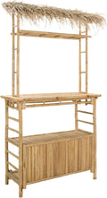 Table de Bar Extérieure en Bambou Naturel 110x50x209 cm pour Jardin