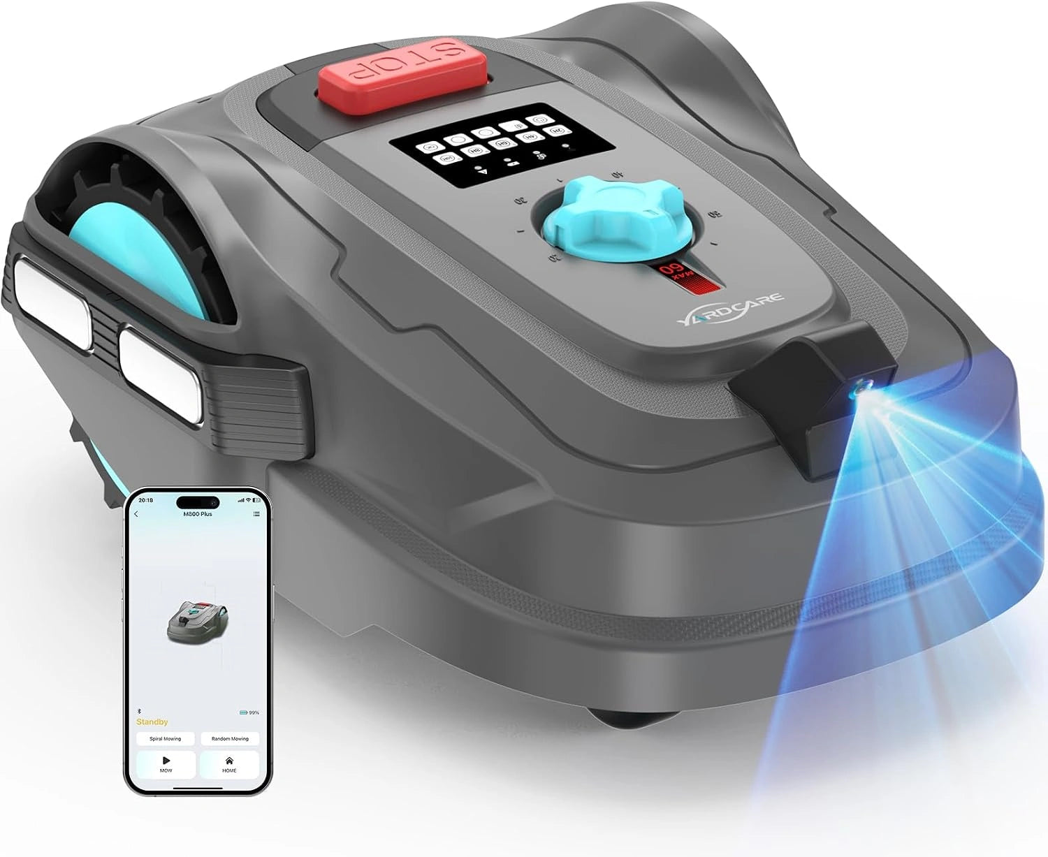 Robot Tondeuse YARDCARE M800Plus, 800 m², GPS et IA, Sans Fil, Détection d'Obstacles, Recharge Auto