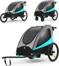 Kinderkraft NAVA 3-en-1 Poussette Réversible et Remorque à Vélo, Protection Pluie et Insectes, Bleu, 2x22kg