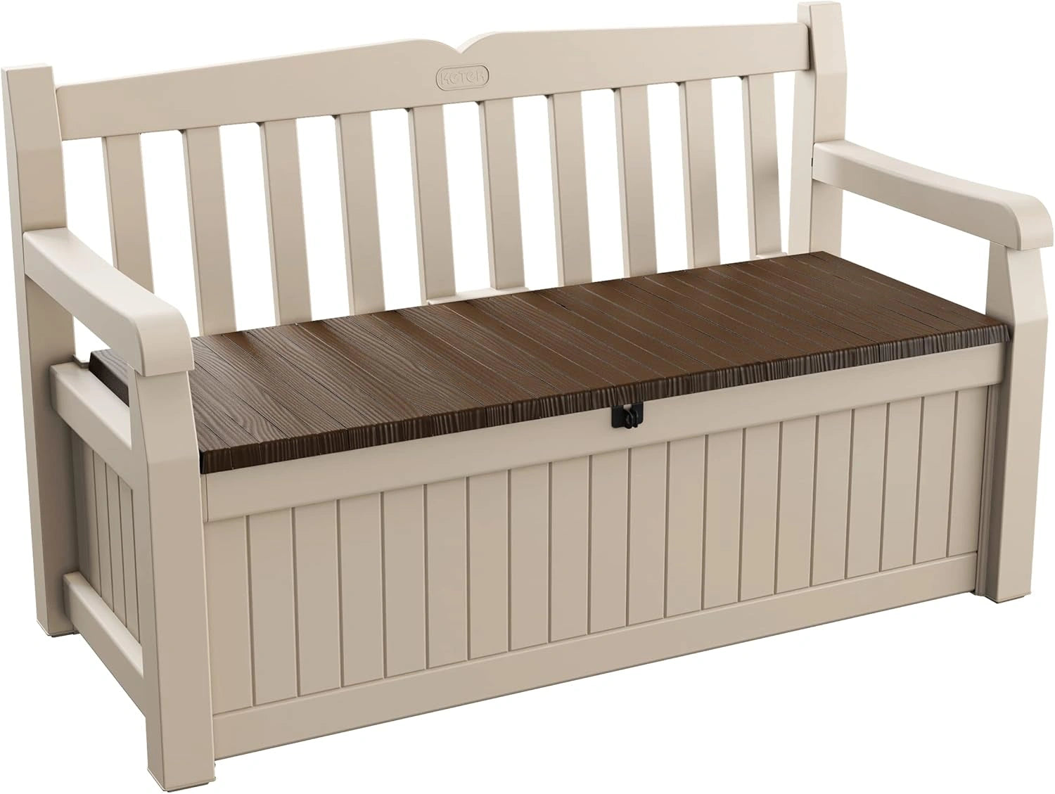 Banc de Jardin Keter Eden avec Coffre de Rangement, 265L, Marron et Beige