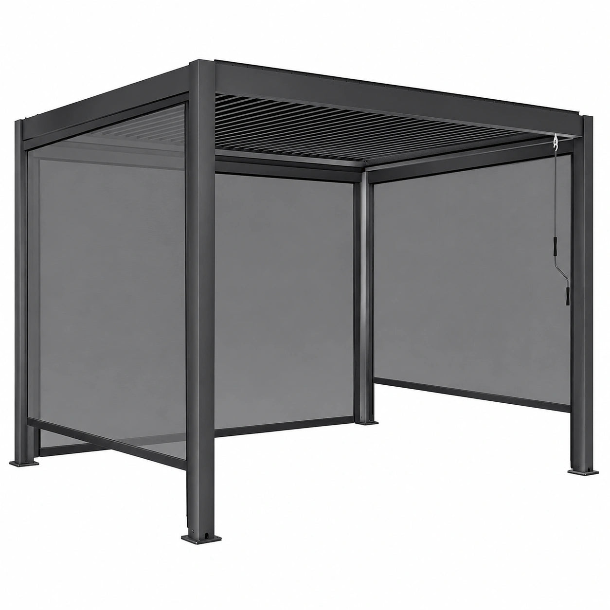 Pergola bioclimatique autoport¨¦e 3 x 4 m avec trois stores gris