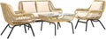 Ensemble de Jardin Outsunny 4 Places Métal Résine Style Exotique avec Coussins Confortables Beige