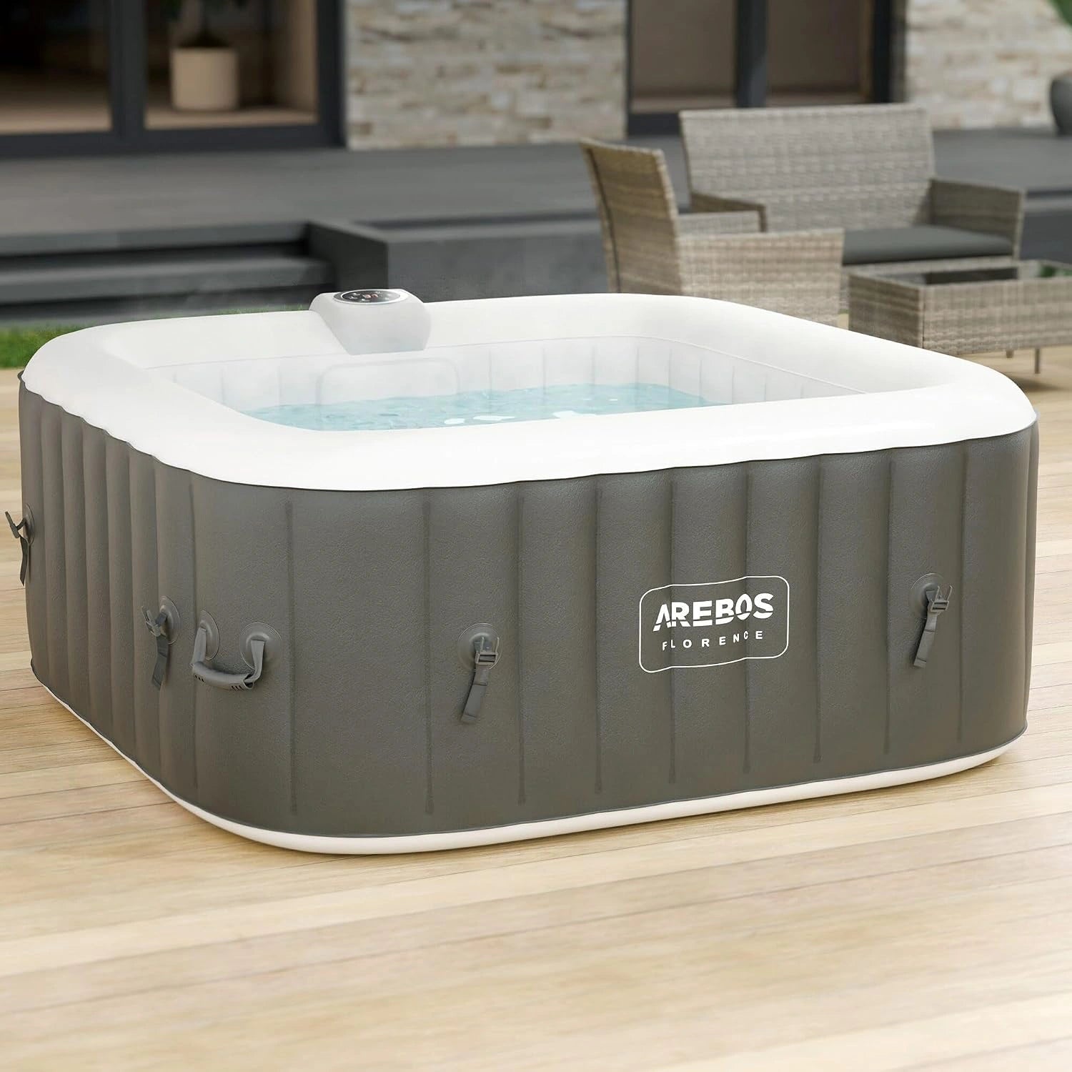 Spa Gonflable Arebos 4 Personnes 154x154cm avec 100 Jets de Massage et Chauffage