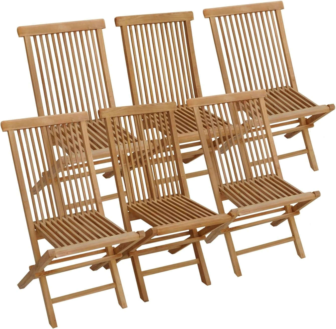 Ensemble de 6 chaises de jardin pliantes en teck Lombok - Happy Garden
