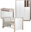 Ensemble de Chambre Bébé Olaf avec Lit Évolutif, Commode et Armoire - Blanc et Bois