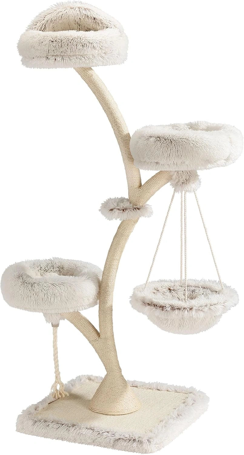Fudajo Arbre à Chat Design Beige 169 cm avec Sisal et Peluche