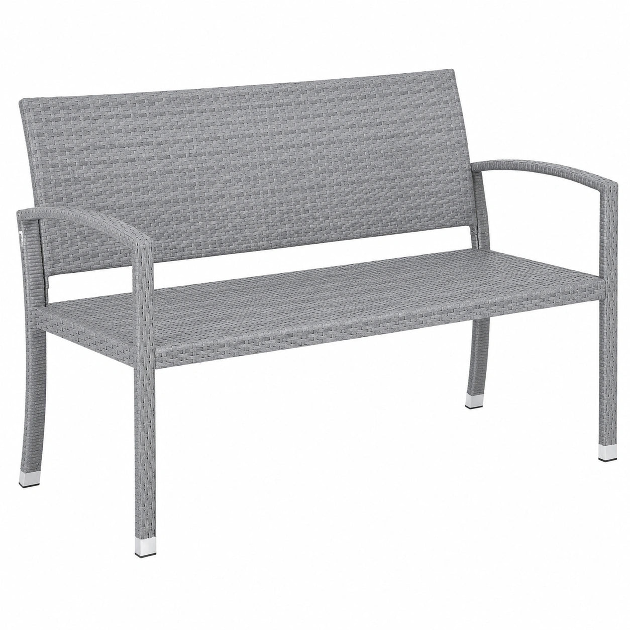Banc ext¨¦rieur en rotin synth¨¦tique gris r¨¦sistant aux intemp¨¦ries pour jardin