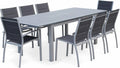 Table Extensible de Jardin Aluminium avec 8 Chaises, Gris - Modèle Chicago