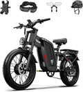 Vélo électrique adulte, double moteur, batterie 52V 24Ah, autonomie 90 km, pneus larges 20 pouces, suspension intégrale, 7 vitesses