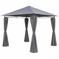 Pergola de Jardin 3x3 m avec Rideaux et Toile Grise