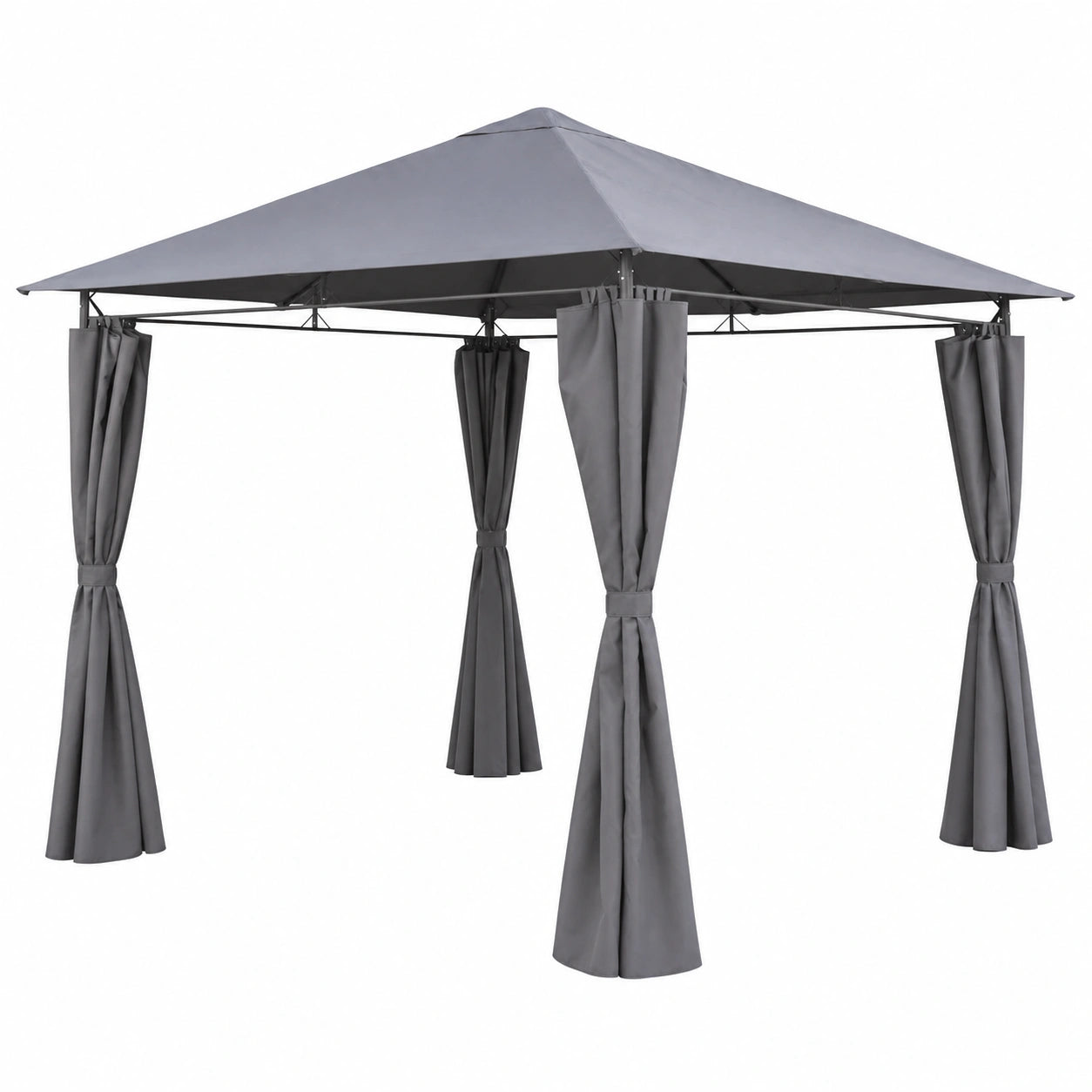 Pergola de Jardin 3x3 m avec Rideaux et Toile Grise