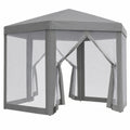 Tonnelle Hexagonale de R¨¦ception en M¨¦tal et Polyester Gris