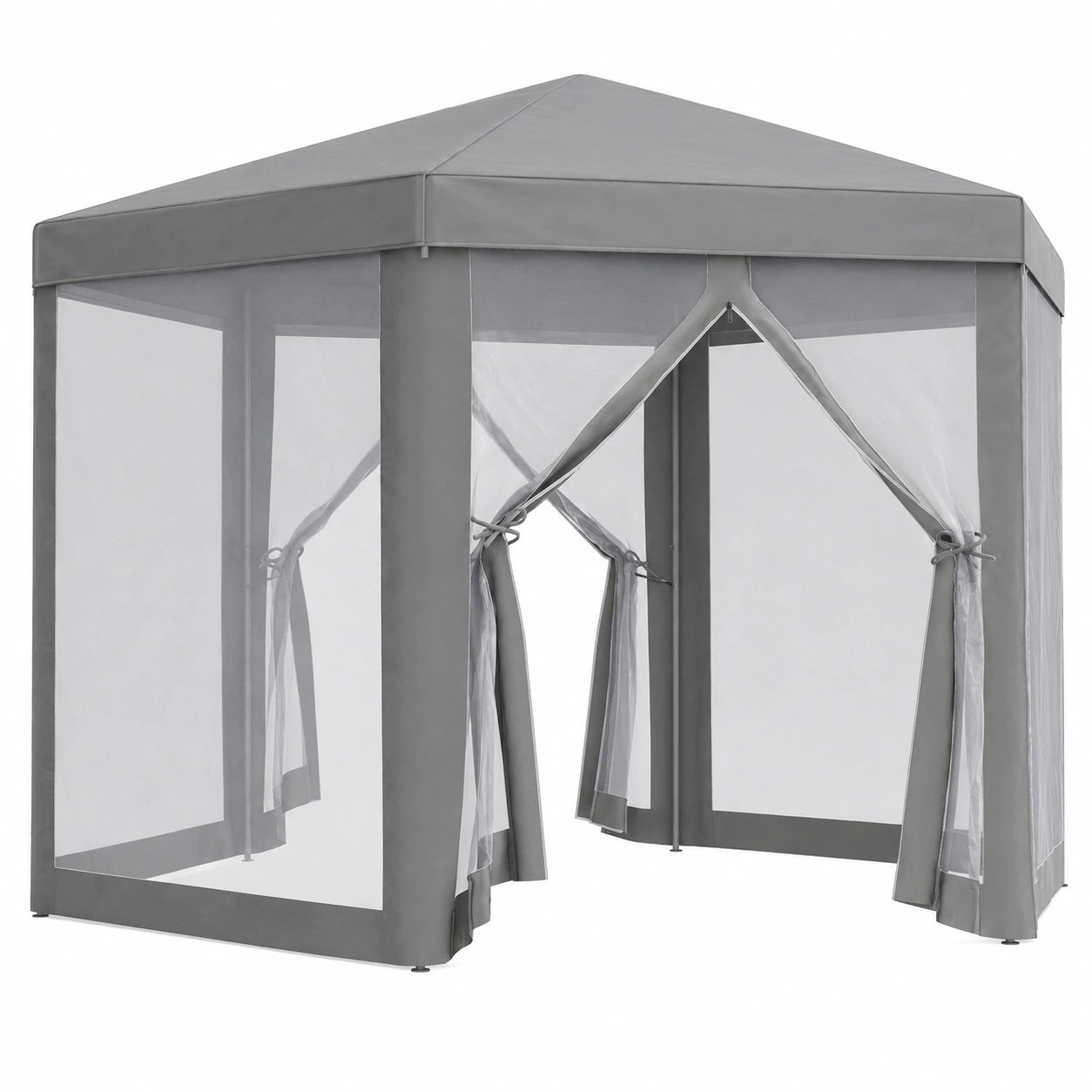 Tonnelle Hexagonale de R¨¦ception en M¨¦tal et Polyester Gris