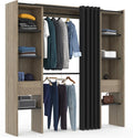 Armoire Extensible Meryl avec Étagères et Rideau Noir - 120/180 x 50 x 180 cm