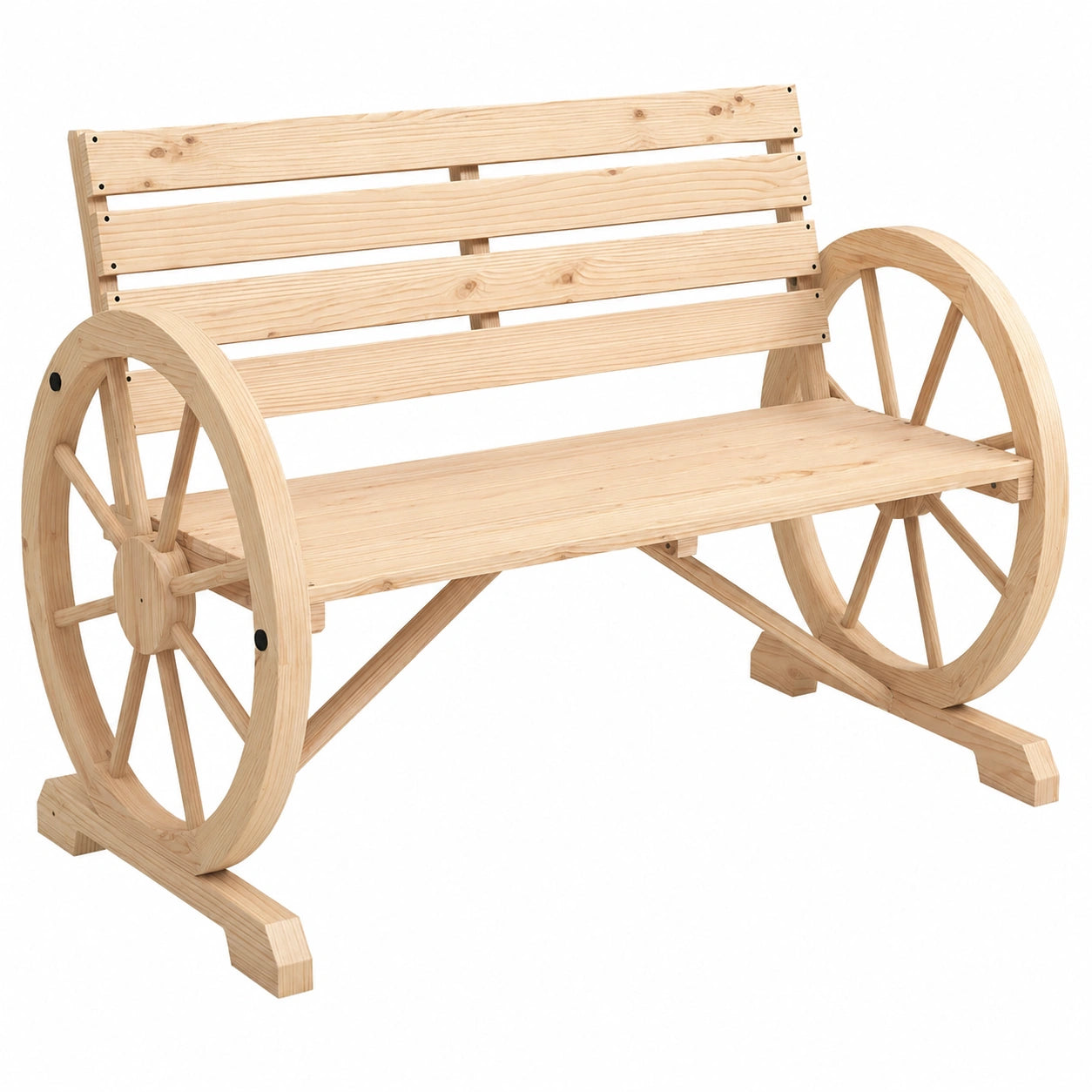 Banc de Jardin 3 Places en Bois Style Rustique avec Accoudoirs