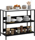 HOMCOM îlot de cuisine moderne avec plateau effet marbre, structure en acier et 2 étagères, rangement pour salon, 100 x 50 x 90 cm, noir
