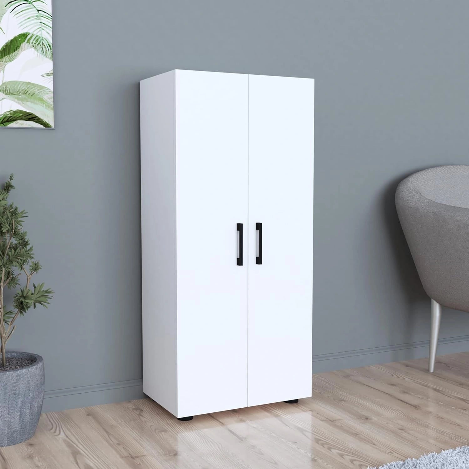 Armoire Blanche 2 Portes avec Étagères - Rangement Polyvalent pour Maison
