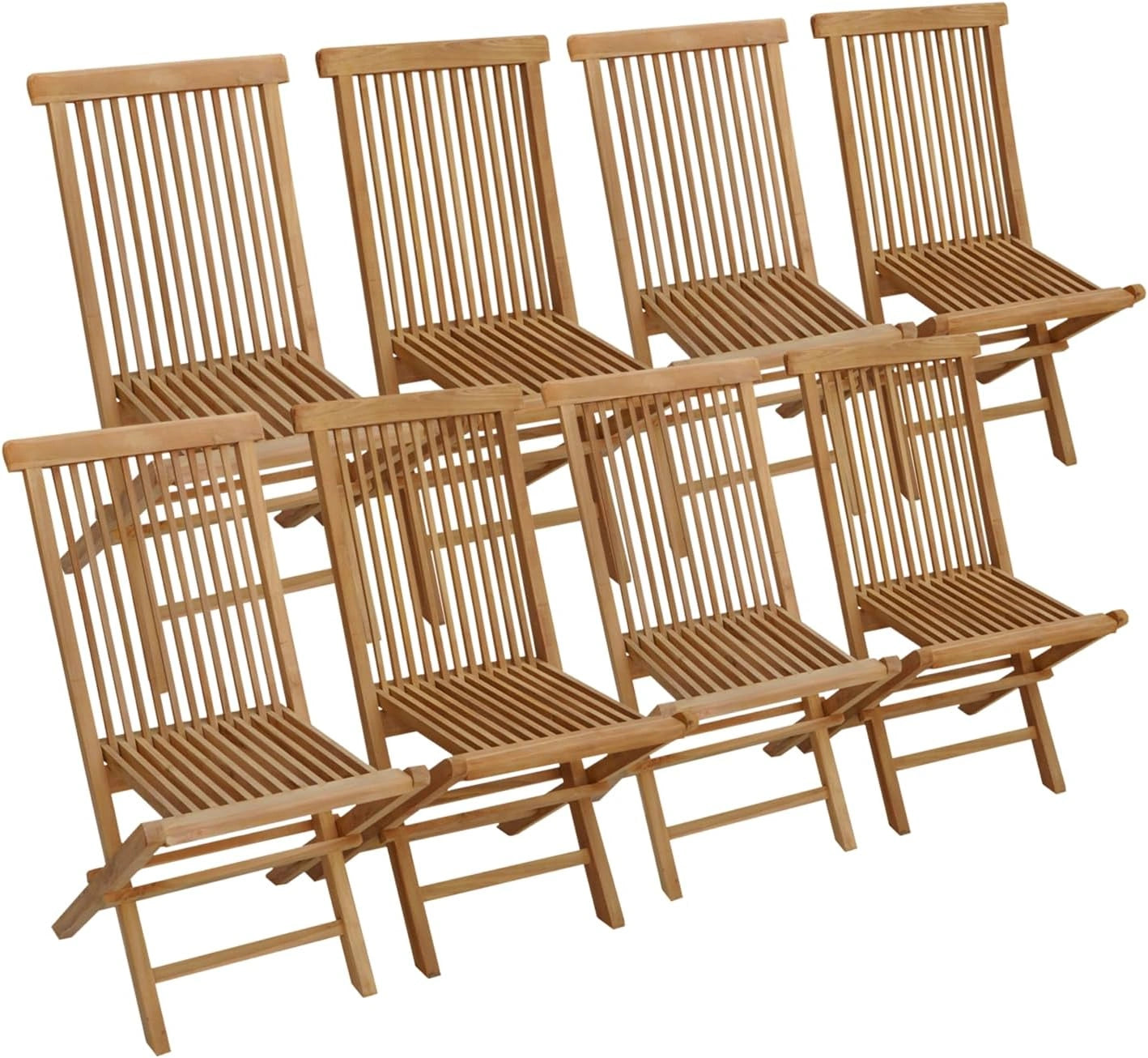 Ensemble de 8 chaises de jardin pliantes en teck Lombok - Happy Garden