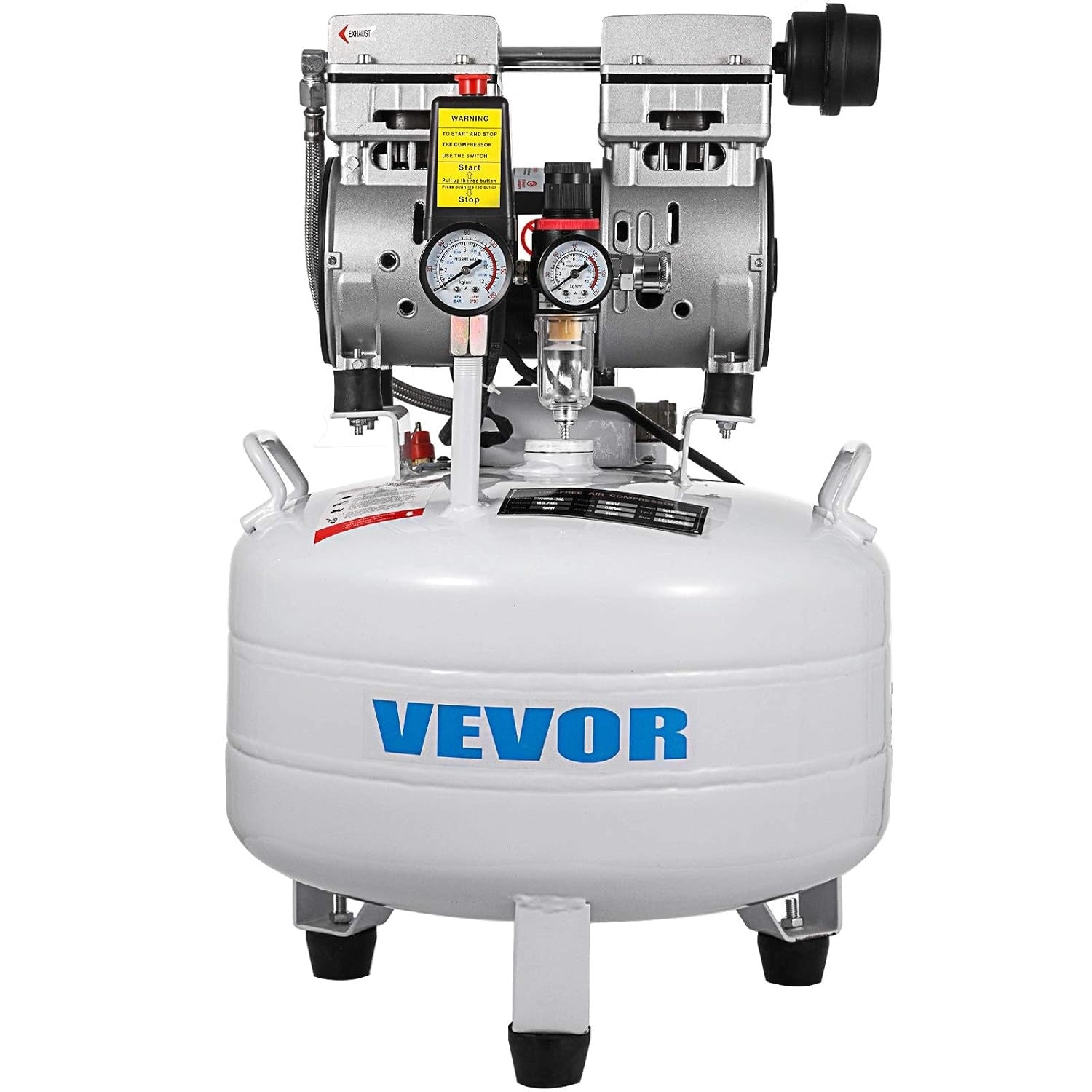 Compresseur d'air VEVOR 30 L Sans Huile - Silencieux et Puissant pour Atelier