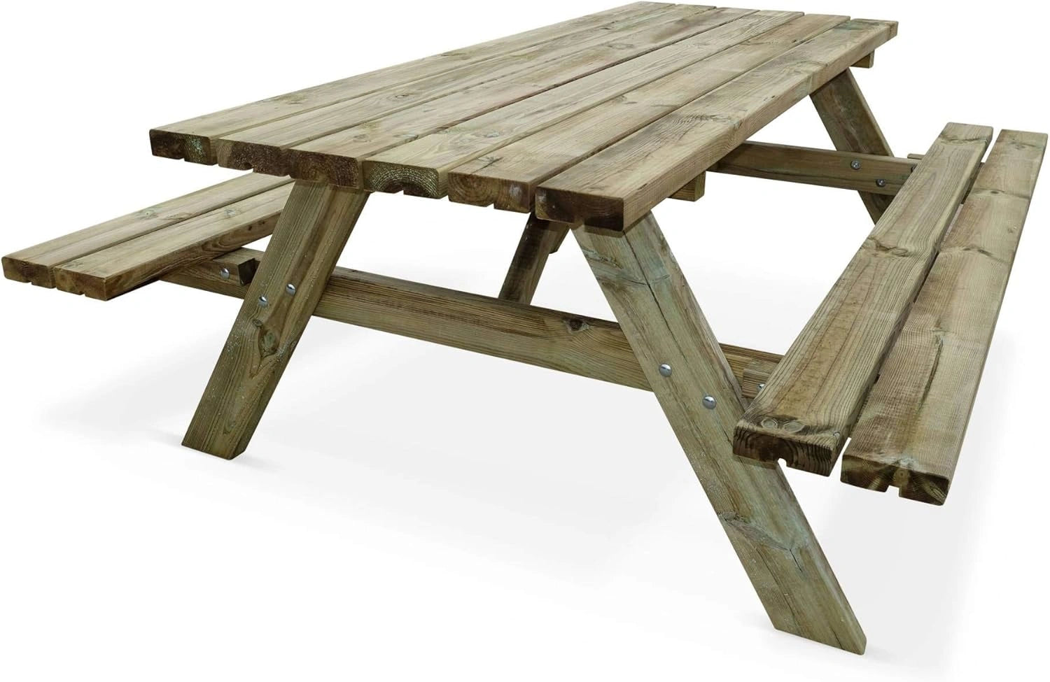 Table de Pique-Nique en Pin avec Bancs Rabattables - 6 Places