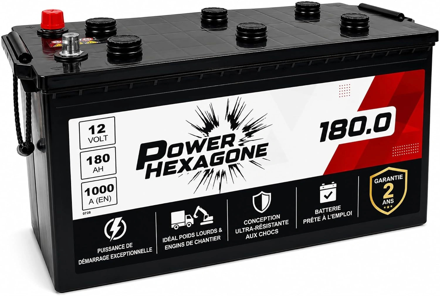 Batterie de Camion 12V 180Ah - Démarrage 1100A Sans Entretien