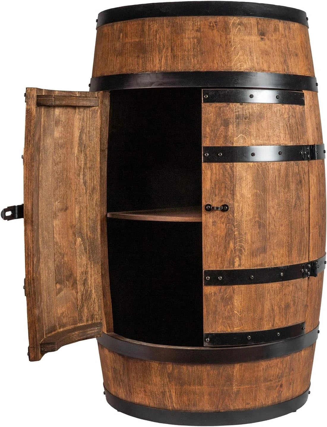 Baril de vin en bois avec porte - Meuble à alcool - Étagère à bouteilles - Mini bar 80 cm (wengé)