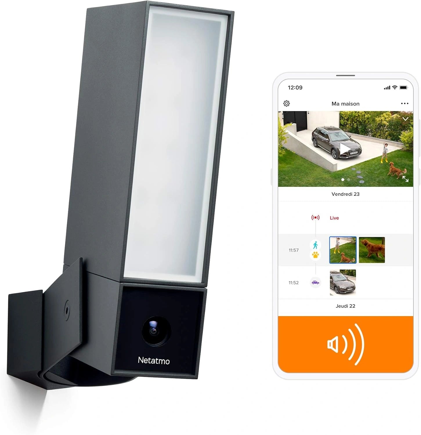 Caméra de Sécurité Intelligente avec Sirène - Netatmo - Noir