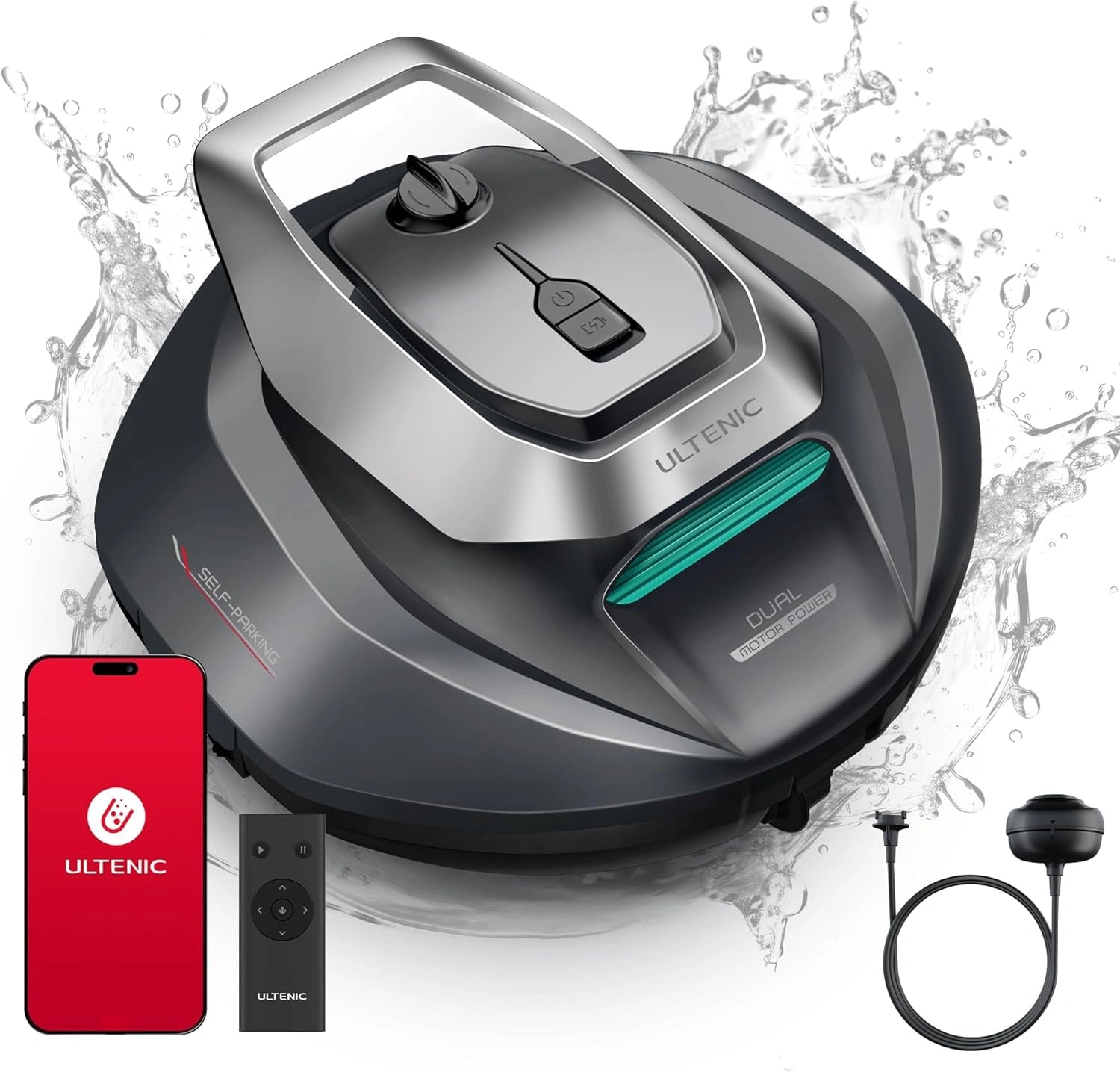 Robot de Piscine Ultenic Pooleco 10s, Contrôle via App, Autonomie 90min, Nettoyage Efficace des Surfaces Aquatiques
