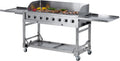 Gril à Gaz Professionnel en Inox avec 8 Brûleurs, 32 kW, 4 Grilles de Cuisson