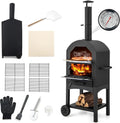 Four à Pizza Extérieur 162cm Bois ou Pellet, Cuisson Rapide avec Thermomètre et Accessoires Complets pour Camping et Barbecues