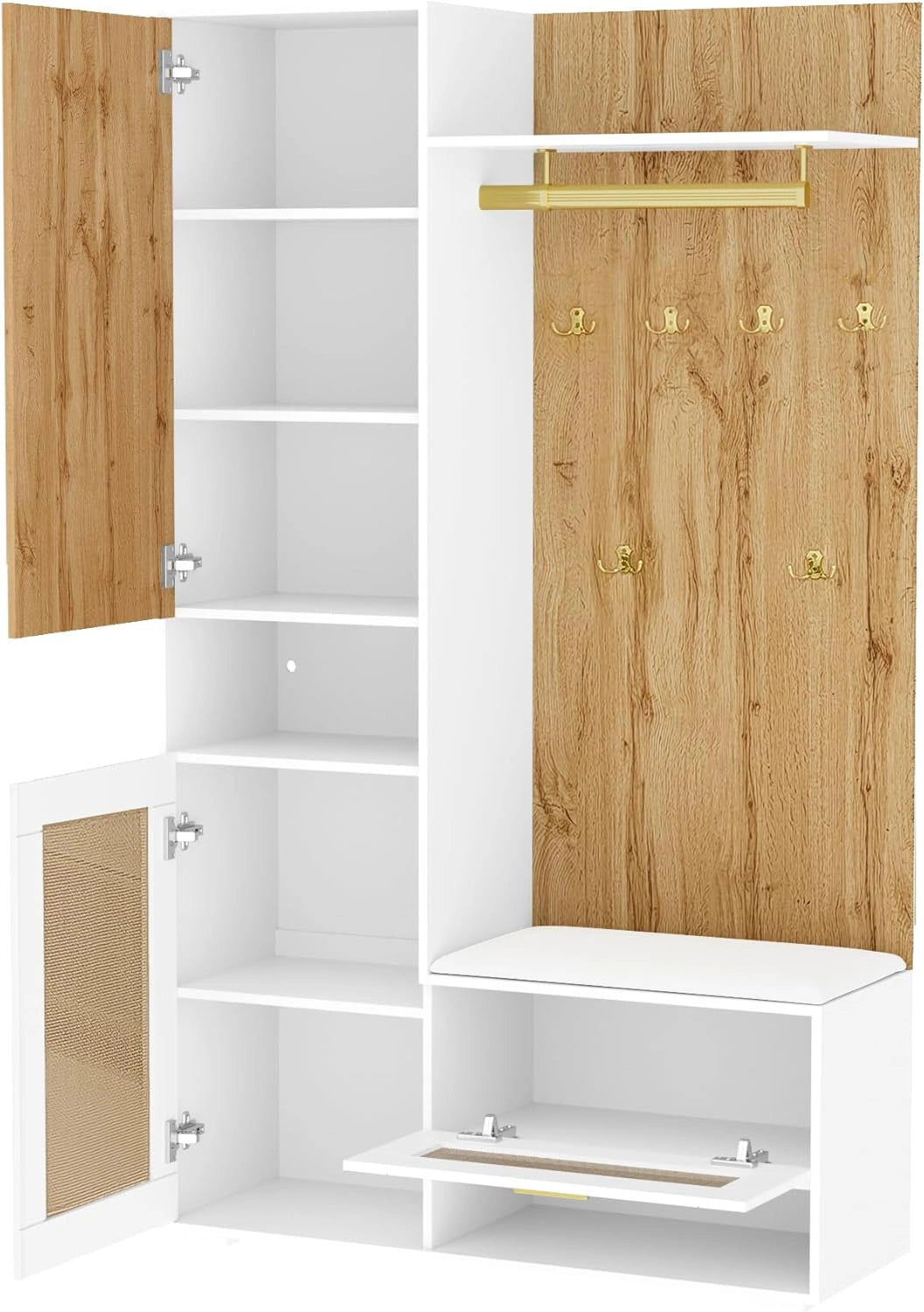 Armoire d'entrée moderne avec miroir et rangement pour chaussures