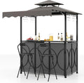 Ensemble de Barbecue de Jardin avec Chaises et Auvent - Gris