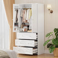 Armoire Moderne 2 Portes avec Miroir et 3 Tiroirs, Blanc, 180 x 80 x 48 cm
