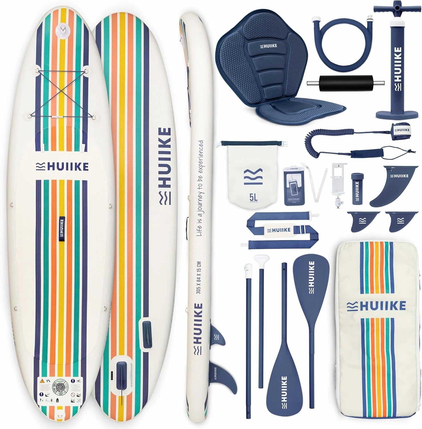 Planche de Paddle Gonflable HUIIKE pour Adultes avec Accessoires, Grande Stabilité et Durabilité