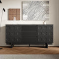 Buffet contemporain noir 160 cm - Commode 3 tiroirs 2 portes - Design moderne pour maison