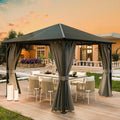 Pavillon de Jardin 3x3m Résistant à l'Eau avec Rideaux - Toit Anti-UV pour Terrasse et Extérieur (Gris)