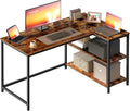 Bureau d'Angle Gaming avec Étagères Réglables, VASAGLE, 120 x 80 cm, Marron Rustique