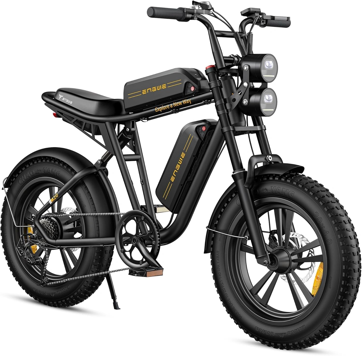 Vélo Électrique ENGWE Homme, E-Bike 20x4.0 Pouces, 2 Batteries, Jusqu'à 170km, 7 Vitesses