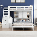Lit Mezzanine Enfant avec Étagère et Escalier - 90x200 Bois Blanc