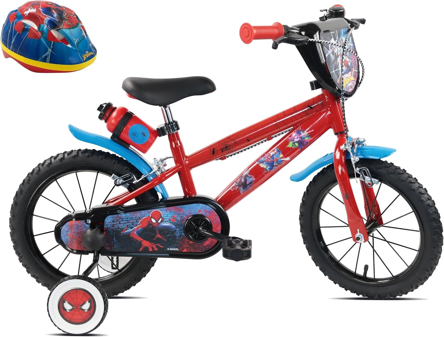 Vélo Enfant 14'' Spider-Man avec Casque et Accessoires Complets
