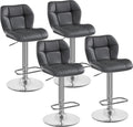 Ensemble de 4 Tabourets de Bar Modernes Réglables avec Revêtement Similicuir Gris