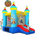 Château Gonflable Enfants avec Toboggan et Souffleur, Parc Animalier, Utilisation Intérieure et Extérieure, Inclut Tir de Balles, Couleur Bleu