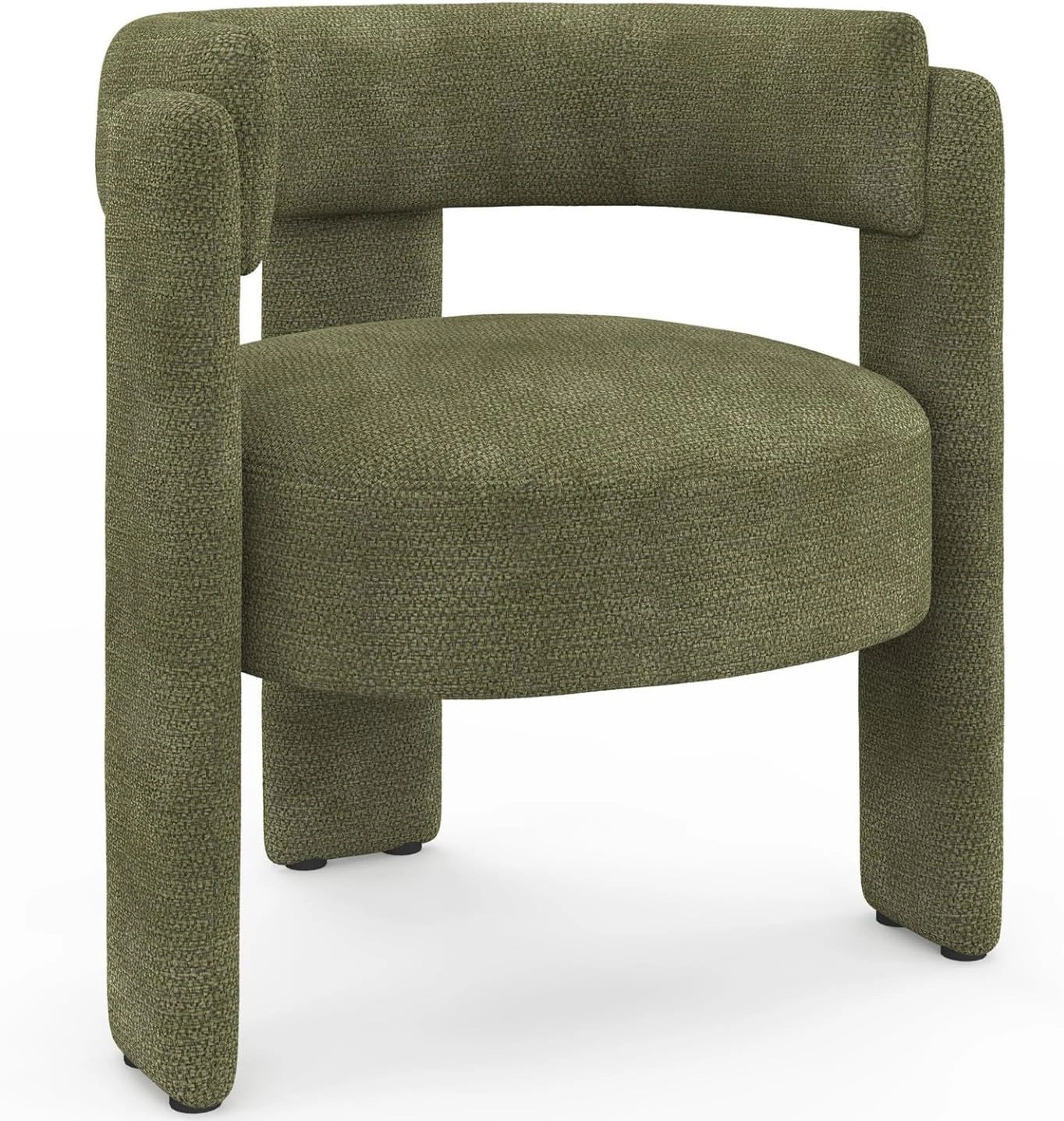 Fauteuil Tripode en Tissu Chenille Vert - Gustave par IDMarket