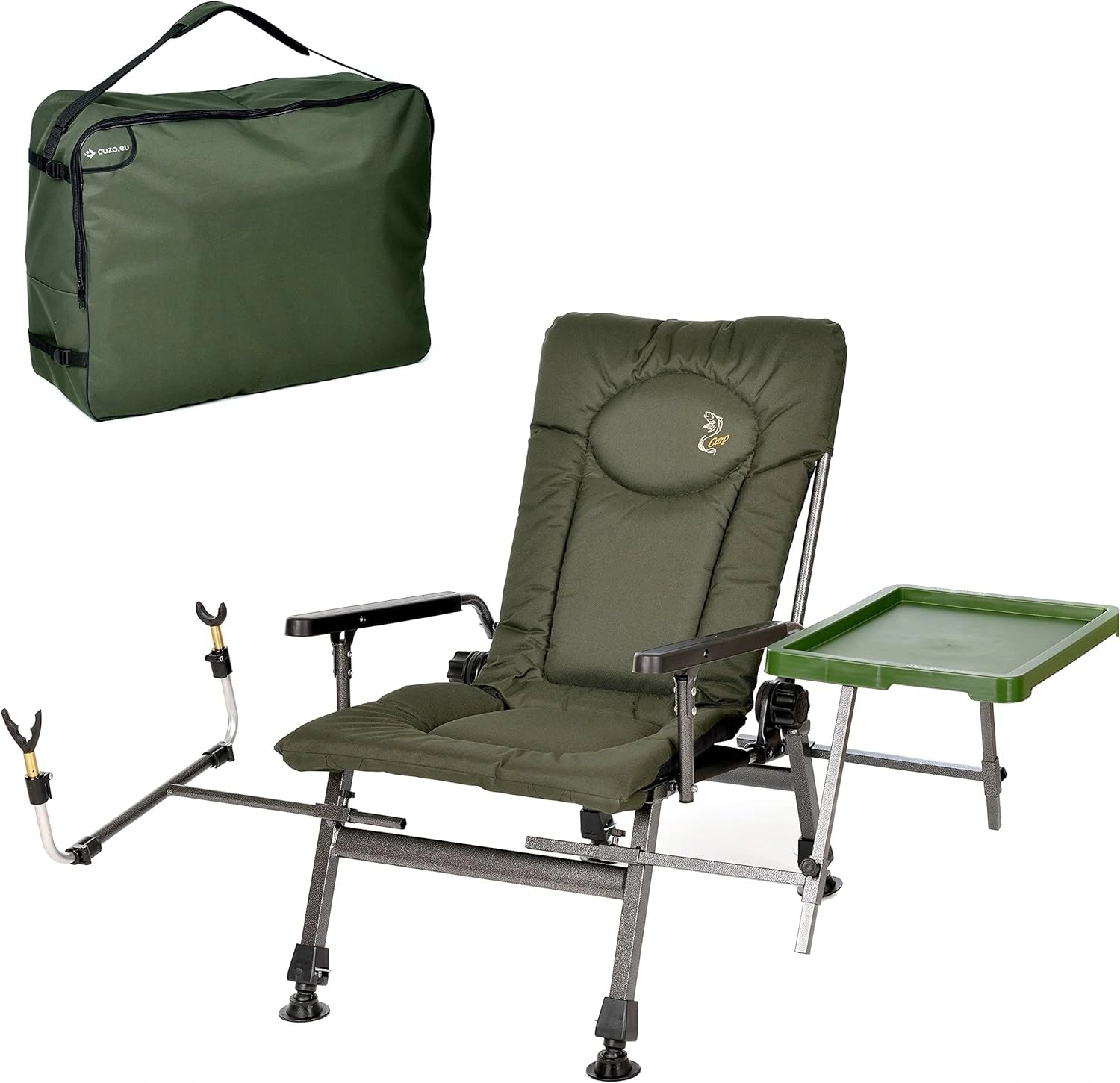 Chaise de Pêche Confort Plus avec Housse et Support de Cannes