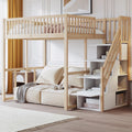 Lit Mezzanine Multifonction 140x200 cm avec Rangement et Escalier - Merax