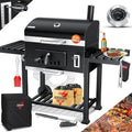 Barbecue XXL au charbon avec couvercle et accessoires, thermomètre intégré