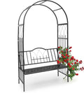 Arche à Rosiers Noire avec Banc pour 2 Personnes - 203x114,5x59 cm