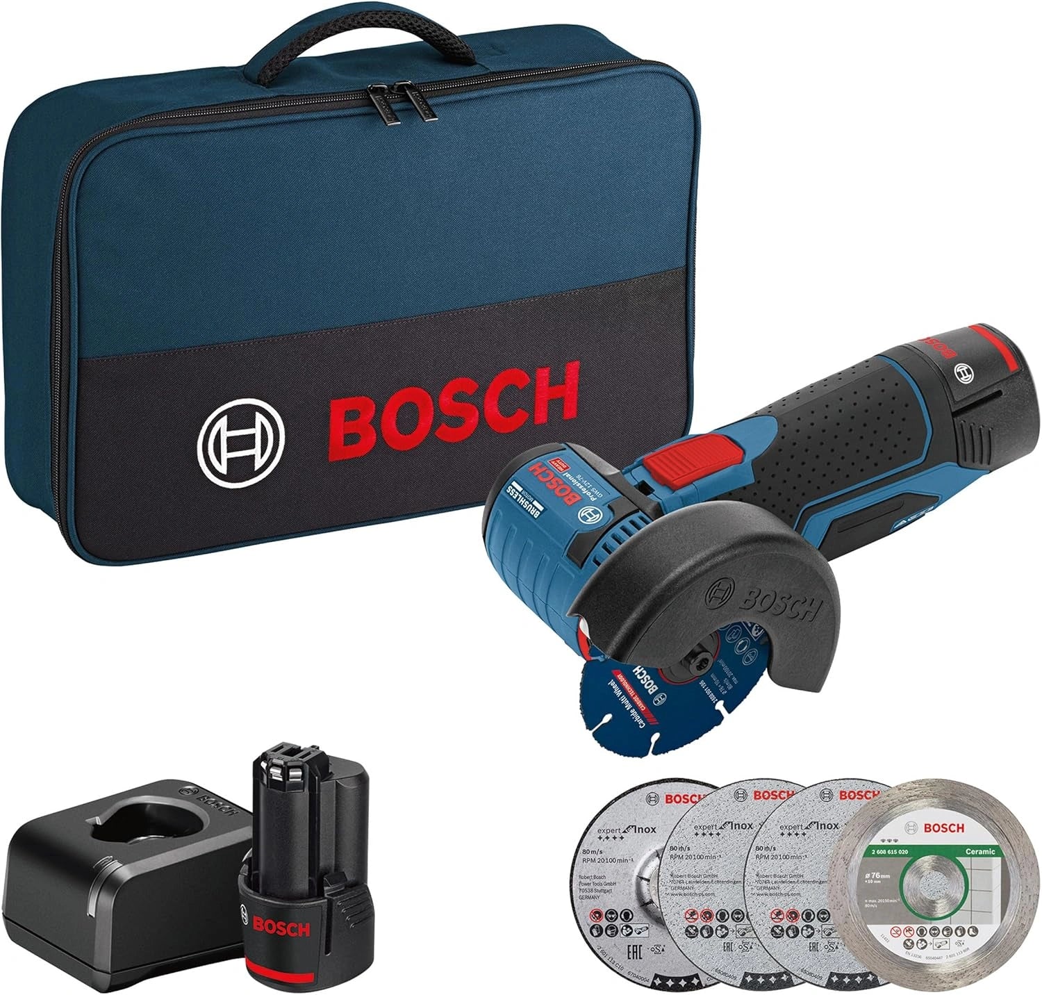 Meuleuse Bosch 12V Sans-Fil avec Batteries et Accessoires